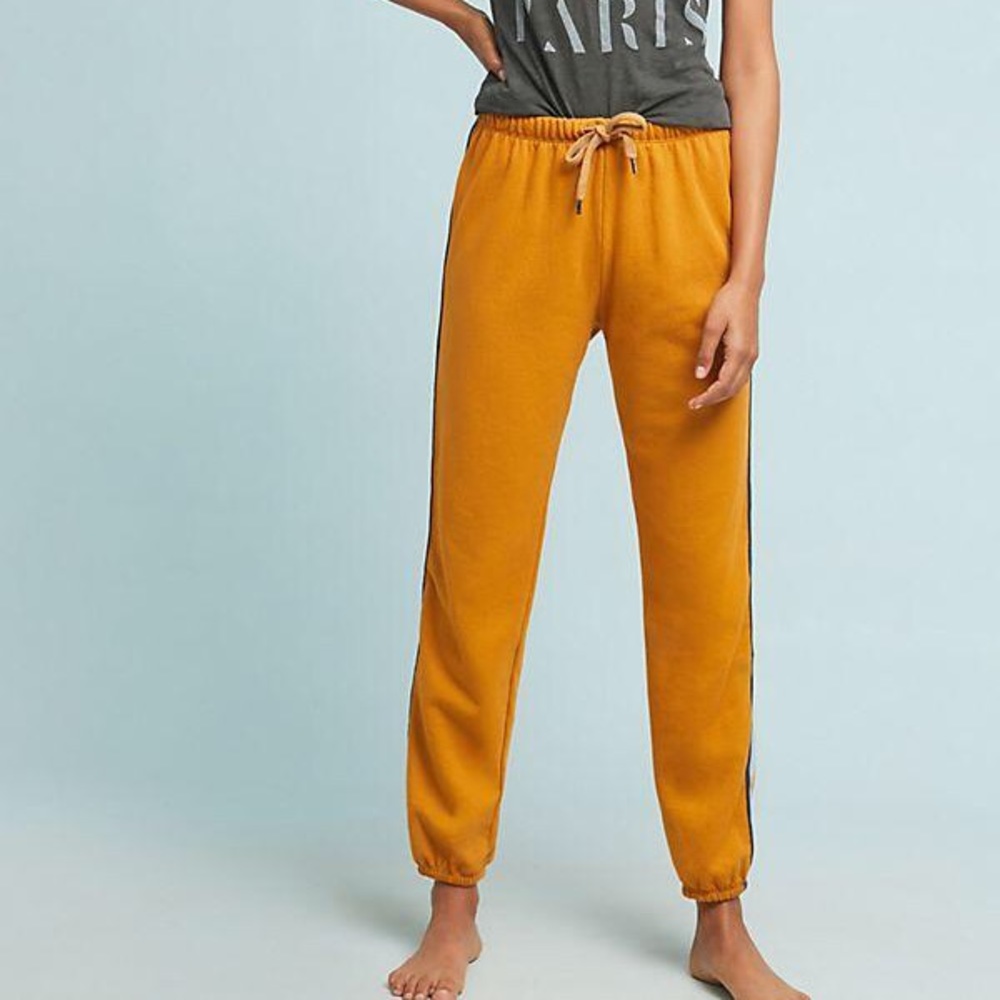 SUNDRY Striped Yellow Slouchy Track Pants